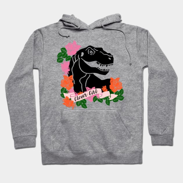 Clever Girl Dinosaur Print Hoodie by kapotka